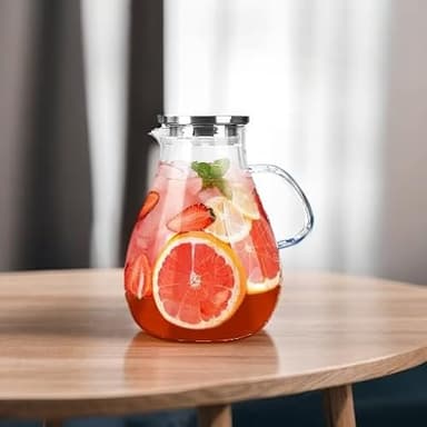 Glass Pitcher with Lid,1 Gallon Glass Water Pitcher Hot/Cold Water Jug, Juice and Iced Tea Beverage Carafe with Lid (Extra-Wide Mouth) - Image 5