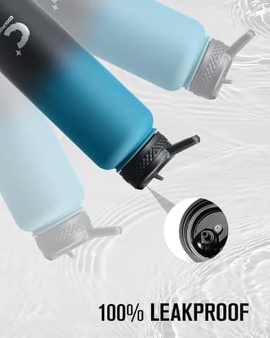 40 oz Water Bottle Insulated, Coolplus Stainless Steel Water Flask With Straw Metal Double-Walled Vacuum With Carry Sleeve Leakproof, Keep Cold 48 Hrs Hot 24hrs, Blue Black - Image 6