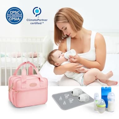 PIIOSER Breastmilk Cooler Bag with Ice Pack, Compatible with Wearable Breast Pumps & Accessories - Portable Pumps Carrying Case for Nursing & Working Moms, Pink - Image 8