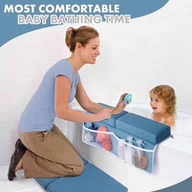 beiens Bath Kneeler and Elbow Rest Pad Set - 1.5'' Comfortable Thick Baby Bath Kneeler Pads, Quick Dry Soft Kneeling Pad for Baby Bath Time, Non-Slip Knee& Arm Support Bathtub Mat with Toys Organizer - Image 6
