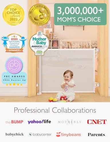 Momcozy Auto Lock Retractable Baby Gate, Safety Gate for Baby and Pet, 33” Tall, Extends to 55” Wide, Mesh Safety Dog Gate for Stairs, Indoor, Outdoor, Doorways, Hallways - Image 7