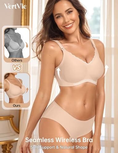 Vertvie Nursing Bras for Breastfeeding Seamless Comfort Maternity Bra Wireless Support Pregnancy Sleep Bralette Natural Shape(Nude,Medium) - Image 2