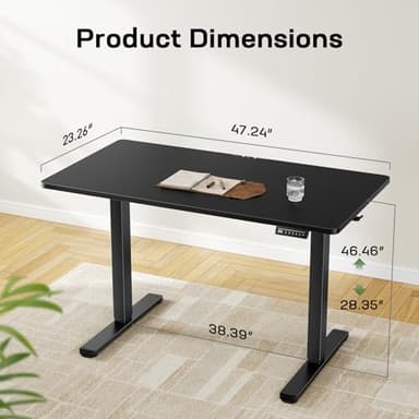 Marsail Electric Standing Desk with One-Piece Desktop,48 x 24 inch Height Adjustable Office Gaming Computer Desk with Deeper Tabletop,Home Office Stand up Desk with 4 Memory Presets, Desk for Bedroom - Image 3