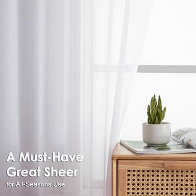 OVZME White Sheer Curtains 63 inch Length 2 Panels for Bedroom Living Room, Light Filtering Dual Rod Pocket Voile, Each 42 Width by 63 Length. - Image 3