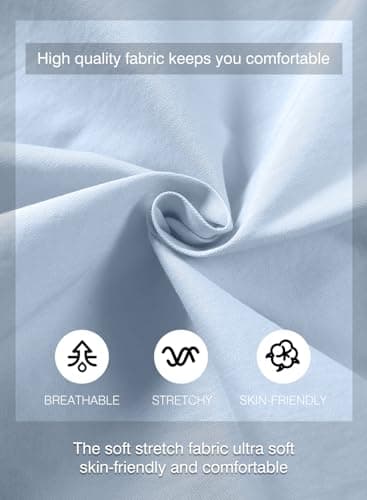 JMIERR Mens Casual Shorts - Cotton Drawstring Summer Beach Stretch Waist Twill Chino Dress Golf Travel Essentials Shorts with Pockets, L, Mist Blue - Image 5