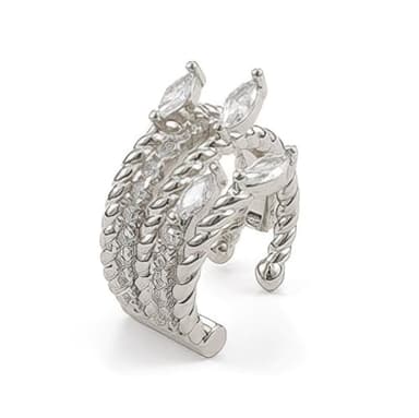 MOEPAPA CZ Ear Cuff Earrings for Women Non Piercing Clip on Twisted Earrings Trendy Simple jewelry Gift (White Gold) - Image 1