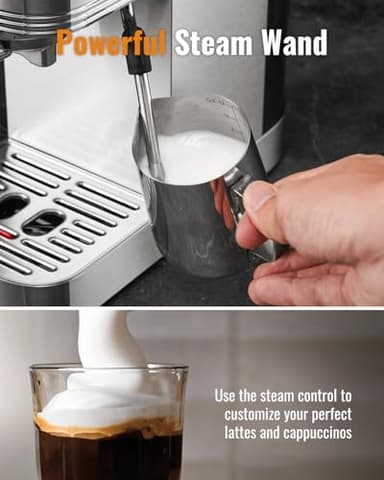 SHARDOR Espresso Machine 20 Bar, Professional Espresso Machine with Milk Frother and Touchscreen, Expresso Coffee Machines with Adjustable Temperature,for Cappuccino, Latte - Image 3