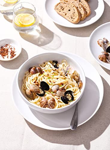 LE TAUCI Pasta Bowls 45 oz, Salad Bowls Set for Serving Soup, Pasta, Noodle, Dinner, Large Kitchen Bowl Plates, Microwave Safe - 8.5 Inch, Set of 4, White - Image 2