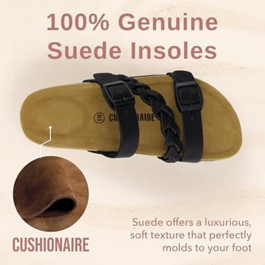 CUSHIONAIRE Women's Cork Footbed Sandal - Comfortable, Adjustable Straps, Arch Support, Wide Widths Available, Boho Chic Summer Slides, Black 10 - Image 6