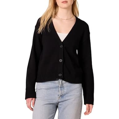 Amazon Essentials Women's Relaxed Fit V-Neck Cropped Cardigan, Black, X-Large - Image 1
