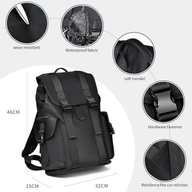 Laptop Backpack for Men, Waterproof Work Commuter College Backpack with Durable Metal Buckle and Drawstring Design, 17.3 Inch Business Computer Backpack for Tablet, Notebook - Image 6