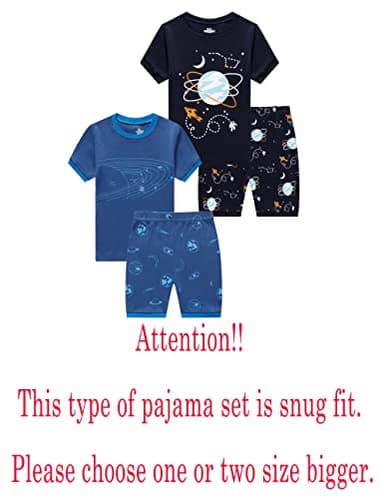 Family Feeling 4 Piece Little Boys Space Pajamas Short sleeve 100% Cotton Kid Pjs 6 - Image 2