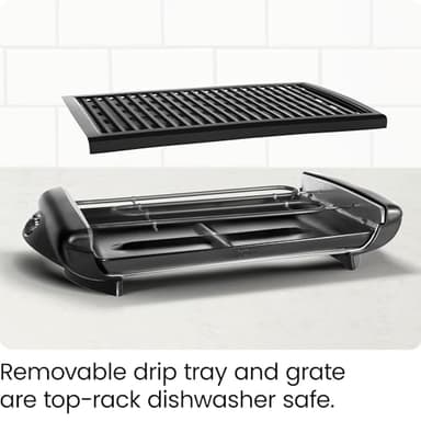 Chefman Electric Smokeless Indoor Grill w/ Non-Stick Cooking Surface & Adjustable Temperature Knob from Warm to Sear for Customized BBQing, Dishwasher Safe Removable Water Tray, Black - Image 9