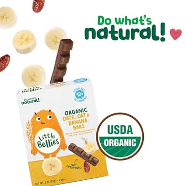 Little Bellies Organic Date, Oat & Banana Bars for Toddlers 12+ Months, 3 oz (5 Bars) - Pack of 6 - Image 3