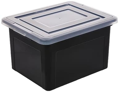 IRIS USA File Box, Plastic File Organizer with Lids for Letter/Legal File, Portable Document Box For Moving, Storage Bin with Durable and Secure Lid, Stackable Nestable BPA-Free, Black 35 Qt. 4 Pack - Image 4