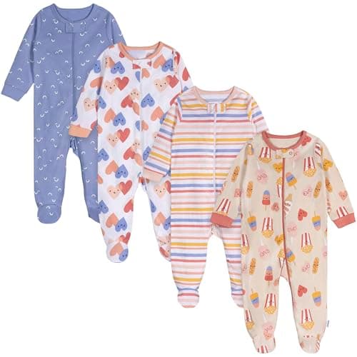 Onesies Brand Baby-Girls 4-Pack Sleep 'N Play Footies Multi Pack, Carnival Treats - Image 1