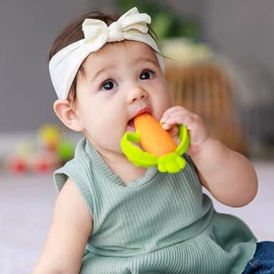 Infantino Lil’ Nibbles Textured Silicone Teether, BPA-Free Baby Teething Toy, Soft, Easy to Hold, Sensory Stimulation for Infants, Carrot - Image 8