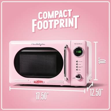 Nostalgia Retro Compact Countertop Microwave Oven 0.7 Cu. Ft. -700-Watts with LED Digital Display-Child Lock-Easy Clean Interior-Pink - Image 5