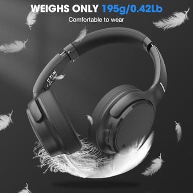 INFURTURE Hybrid Active Noise Cancelling Headphones with EQ Mode,Bluetooth/3.5mm Over Ear Headphones with 4 Microphone,Lightweight for Home Travel Office - Image 6