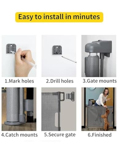 Retractable Baby Gate,Mesh Baby Gate or Mesh Dog Gate,33" Tall,Extends up to 71" Wide,Child Safety Gate for Doorways,Stairs,Hallways,Indoor/Outdoor(Grey,33"x71") - Image 5