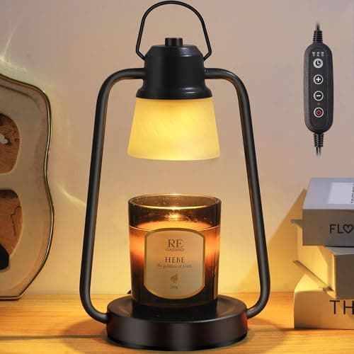 Candle Warmer Lamp with Timer Dimmer - Electric Wax Melt Warmer Lamp for Jar Candles, Vintage Candle Lamp Warmer with 2 Bulbs, House Warming Gifts New Home Decor, Birthday Gifts for Women Mom Black - Image 1
