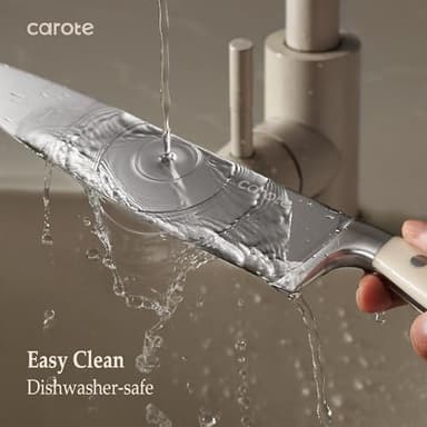 CAROTE 14 Pieces Knife Set with Block, Forged, High Carbon Stainless Steel Sharp Blade Block Knife Set, Dishwasher Safe Cutlery, Cream - Image 5