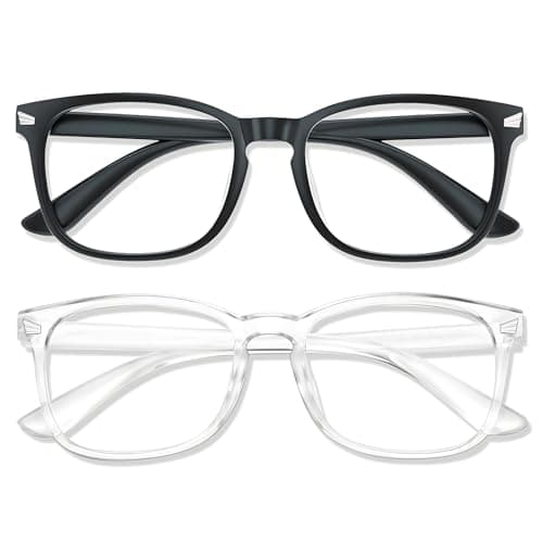 WINTOO Blue Light Glasses for Woman Men | 99% Blue Light Blocking Glasses for Computer Gaming TV Phone Screen Square Frame | Anti Eyestrain & UV Glare Protection - 2 Pair - Image 1