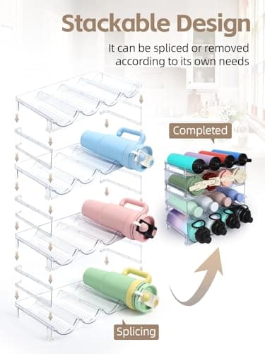 TIDY SAVANT Water Bottle Organizer - 4 Pack Clear Stackable Bottle Storage Rack and Wine Rack for Stanley Yeti Bottle and Other Tumbler Organizer for Kitchen Cabinets, 4 Tier Hold 16 - Image 3