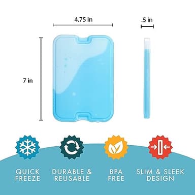 Cool Coolers by Fit + Fresh, Reusable & Long-Lasting XL Slim Ice Packs, Cold Packs for Lunch Boxes, Ice Packs for Lunch Bags. Cooler Accessories for Camping, Beach, Lunch, and Work, 8PK, Clear Blue - Image 4