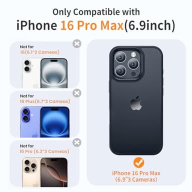 Yriklso for iPhone 16 Pro Max Phone Case, Shockproof for iPhone 16 Pro Max Case, Military Grade Drop Protection, Protective Hard Back Slim Translucent Cover, Black - Image 2