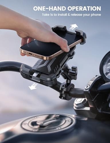 Lamicall Motorcycle Phone Mount Holder - [Dual Vibration Dampener] [Metal Adjustment Arm] Motorcycle Cell Phone Holder, Bike Handlebar Phone Mount, for iPhone 16/15/ 14/13 Pro Max, 4.7-6.7" Phones - Image 6