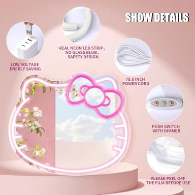 Hello Kit Neon Sign,16 * 14 Inch Led Lights Signs for Wall Decor, Adjustable Brightness Night Light Room Decor for Girl Bedroom Birthday Halloween Christmas Gift - Image 4