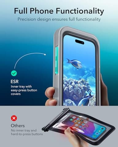 ESR Waterproof Phone Pouch for iPhone 13 Pro / 14 Pro / 15 Pro, Underwater Touch Sensitivity, IPX8 Floating Waterproof Cellphone Case with Lanyard, Dry Bag for Snorkeling, Titanium - Image 4