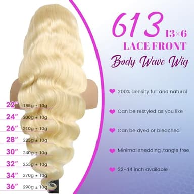 NBRUW 30 Inch 613 13x6 Lace Front Wig Human Hair 200 Density Body Wave Blonde Wig Human Hair 13x6 200 Density Blonde 613 HD Lace Front Wigs Human Hair Pre Plucked with Melted Hairline for Women - Image 3