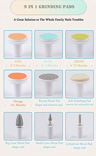 Rechargeable Baby Nail File, Fansidi Electric Baby Nail Trimmer for Newborn Infant or Toddler Toenail and Fingernail - Girls and Boys Accessory - Extra Replacement Pads Included (Blue) - Image 6