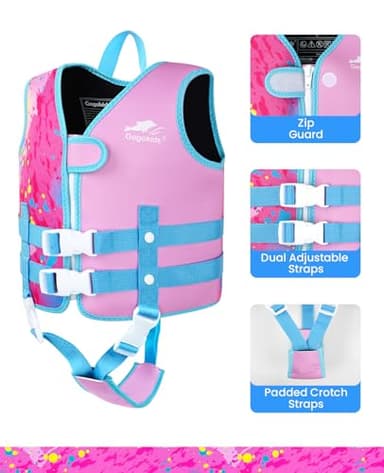 Gogokids Toddler Swim Vest, Kids Float Jacket with Dual Adjustable Strap, Child Swimming Pool Vest for 2-8 Years Swimming Learning - Image 4