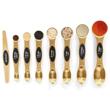 Magnetic Measuring Spoons Set Stainless Steel with Leveler, Stackable Metal Tablespoon Measure Spoon for Baking, Measuring Cups and Spoon Set Kitchen Gadgets Apartment Essentials Fits in Spice Jars - Image 1