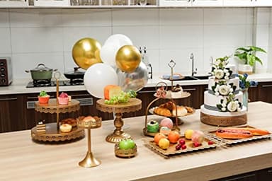 ZUMELER 9Pcs Metal Cake Stands Round Cake Stands Candy Fruite Display Plate Cupcake Serving Tower for Wedding Brithday Party Celebration Home Decoration,gold - Image 6