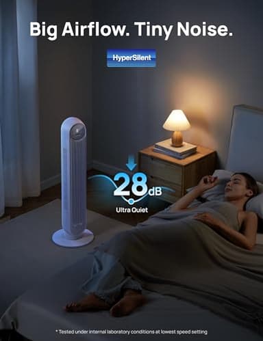 Dreo Tower Fan for Bedroom, 25ft/s Smart Standing Fans, 90° Oscillating Floor Fan with 4 Modes, 4 Speeds, 8H Timer, 28dB, Bladeless, Remote, 28 dB, Works with WiFi Voice Control - Image 3