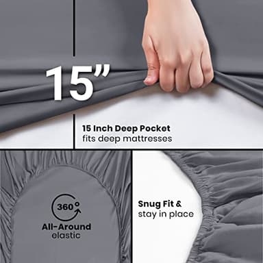 Utopia Bedding Twin Fitted Sheets - Bulk Pack of 2 Bottom Sheets - Soft Brushed Microfiber - Deep Pockets - Shrinkage & Fade Resistant - Easy Care (Twin, Grey) - Image 6