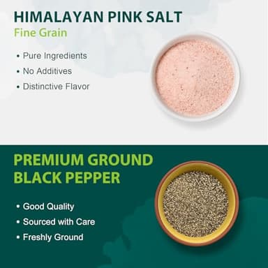 Soeos Himalayan Pink Salt Fine 39 oz + Organic Ground Black Pepper 18 oz, Salt and Pepper for Grinder Refill - Image 4