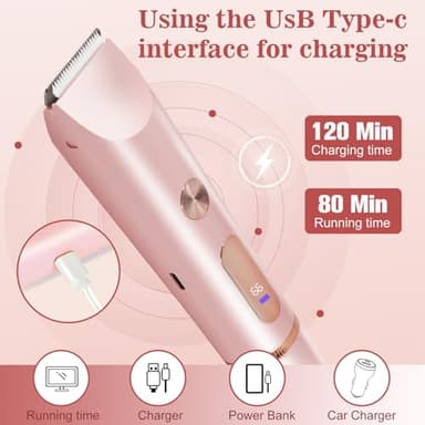 Bikini Trimmer for Women 2in1 High Power Epilators Hair Removal Waterproof Electric Razors Women's Electric Razor Pubic Hair Trimmer Shaver for Women for Ladies Pubic, Face, Underarms, Legs (Pink) - Image 7