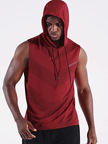 NELEUS Men's Workout Tank Tops Sleeveless Running Shirts with Hoodie,5098,3 Pack,Grey/Blue/Red,L - Image 4