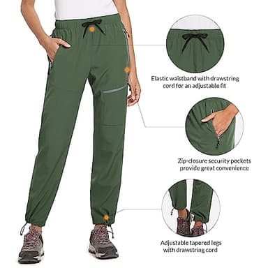 baleaf Travel Pants Women Hiking Long Tall Lightweight Quick Dry Water Resistant Cargo Pants 31'' Army Green Size M - Image 4