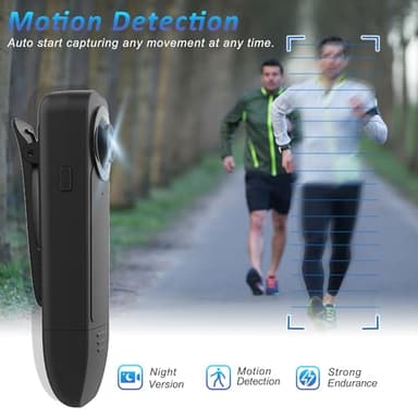 Mini Body Camera with Audio & Video Recording - Small POV Cam 1080P with 64G Card - Wearable Personal Portable Cameras Recorder DV - Night Version Camcorder for Security Work Records Guard Traveling - Image 4