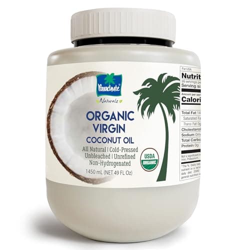"Parachute Naturalz Organic Virgin Coconut Oil | Cooking Oil, Hair Oil, Body Oil & Oil Pulling | Cold Pressed | Unbleached | Unrefined | Non-Hydrogenated | MCT Oil | USDA Certified | 49 fl oz | Plastic Jar" - Image 1