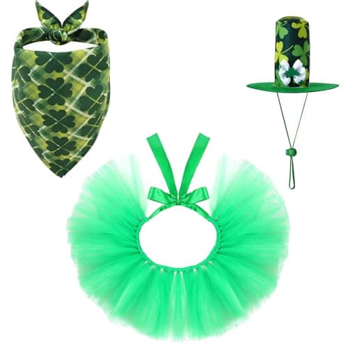 3 Pack Pet Dog Saint Patrick’s Day Green Scarf Dress Hats for Cats Dogs Festive Outfit Accessories Party Dressing - Image 1