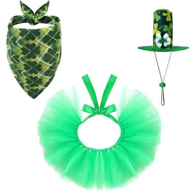 3 Pack Pet Dog Saint Patrick’s Day Green Scarf Dress Hats for Cats Dogs Festive Outfit Accessories Party Dressing - Image 1
