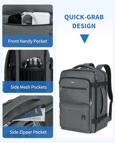 WANDF Travel Backpack For Spirit Airlines Personal Item Bag 18x14x8 with Wet Pocket, 17 Inch Laptop Backpack for Men Women（Grey） - Image 4