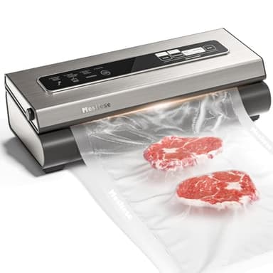 Mesliese Vacuum Sealer Machine Powerful 90Kpa Precision 6-in-1 Compact Food Preservation System with Cutter, 2 Bag Rolls & 5 Pre-cut Bags, Widened 12mm Sealing Strip, Dry&Moist Modes (Silver) - Image 1